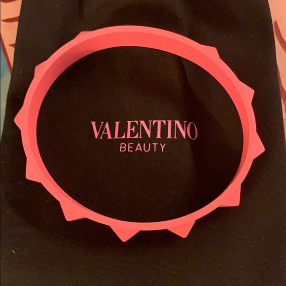 VALENTINO Rose Pink Studs Silicone Wrist Bracelet - Picture 3 of 3